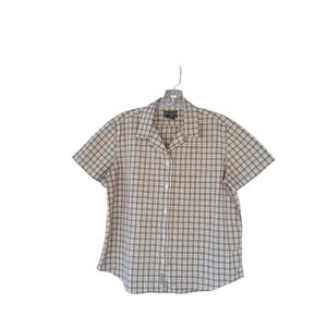 Abercrombie & Fitch Olive & Red Plaid Short Sleeved Button Down Shirt Medium